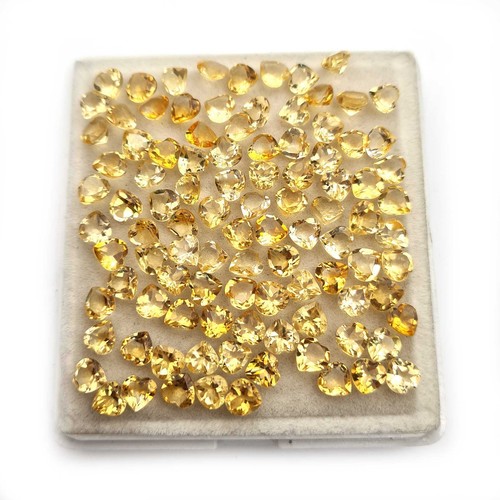 Natural Citrine Heart Cut Loose Gemstone 5 MM 50 CT 124 Pcs - Picture 4 of 4