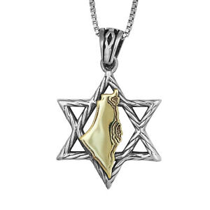 Pendant-Star-of-David-w-Map-of-Country-Israel-Gold-9K-Sterling-Silver-Necklace