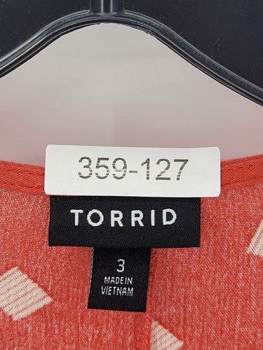 Torrid Top Damen Plus 1X Orange Elfenbein Geometrisches Muster Fließend Popover Boho Bluse - Bild 10 von 10