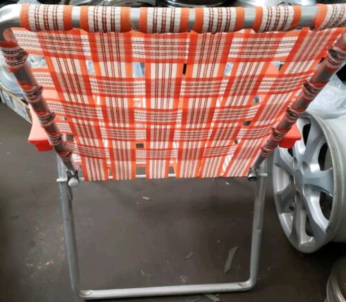 Vintage Aluminum Folding Lawn Chair Webbed Strap Orange - Picture 2 of 3