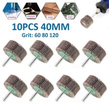 10Pack 40mm Mounted Flap Wheels Sanding Grinding Disc Rotary Tool 60 80 120 Grit