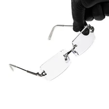 Men's Luxury Square Silver Frame Retro Hip Hop Clear Lens Tint Rimless Glasses 