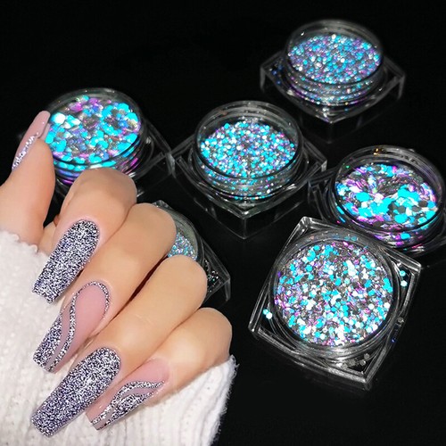 Scintillanti Fiocchi Di Polvere Glitter Olografici Riflettenti Decorano Il & - Imagen 15 de 27