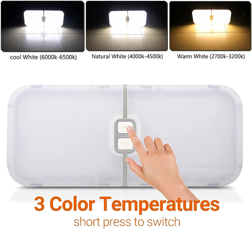 Plafoniera Led 12V per Camper, Dimmerabile 15W, 204 Leds, 3 Colori, Luci Da Tett - Foto 3 di 12