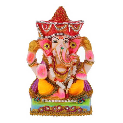 Eco-Friendly Clay Ganesh Ganesha Ganapati Visarjan Murti Statue Hindu Idol - Picture 327 of 403