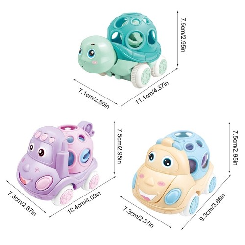 Friction Animal Car Toy Press & Slide Car Baby Fine Motor Skill Rattle Car Gift - Picture 8 of 8