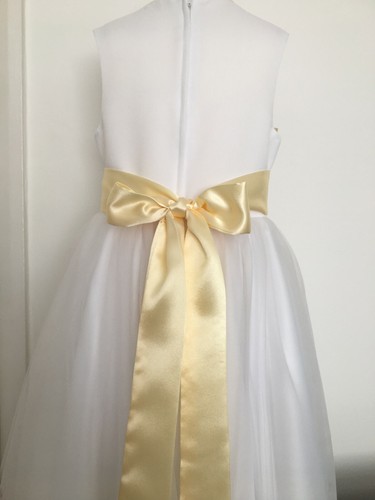 BUTTERCUP/PALE LEMON/YELLOW SILKY SATIN SASH IN ASSORTED SIZES *UK MADE/SELLER* - Picture 5 of 10