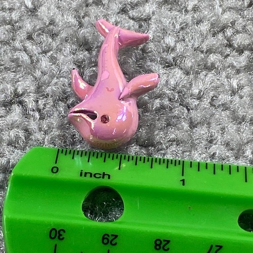 Pink Dolphin Pin Brooch Tiny, Shade of Pink Color Vintage Jewelry Sea Ocean - Picture 5 of 15
