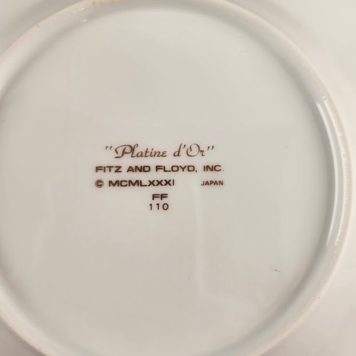 Fitz & Floyd Platine d'Or China Components Round Platinum & Gold Rim FF110 1981 - Picture 10 of 12