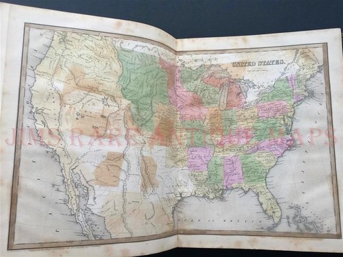 1842 BRADFORD UNIVERSAL ILLUSTRATED ATLAS, "REPUBLIC TEXAS MAPS" RARE ANTIQUE - Picture 11 of 12