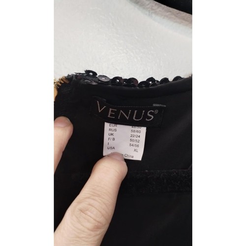 NWT Venus Dark Blue Deep V-Neck Heavy Sequin long sleeve mini dress - Picture 5 of 6