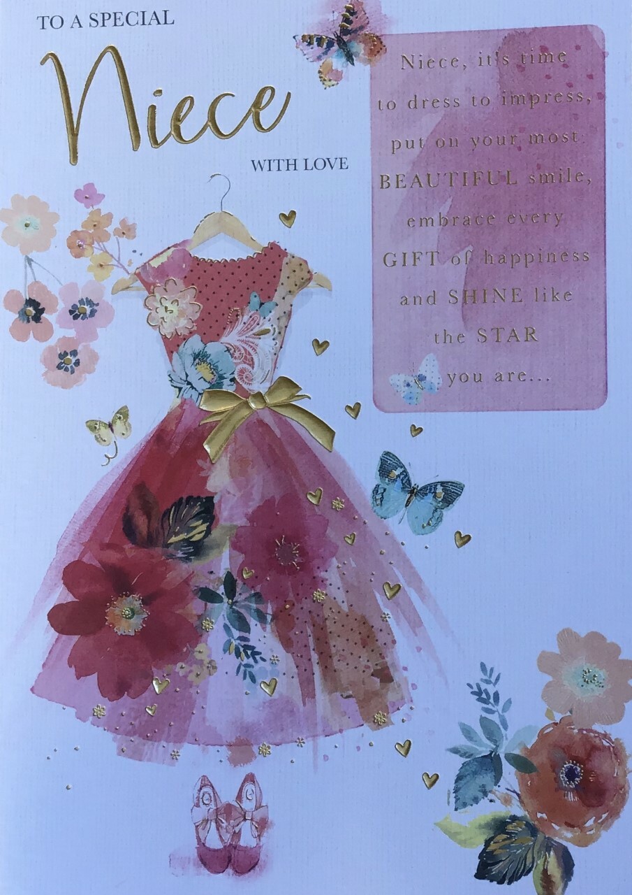 Niece Happy Birthday Greeting Card With Verse Words and Wishes