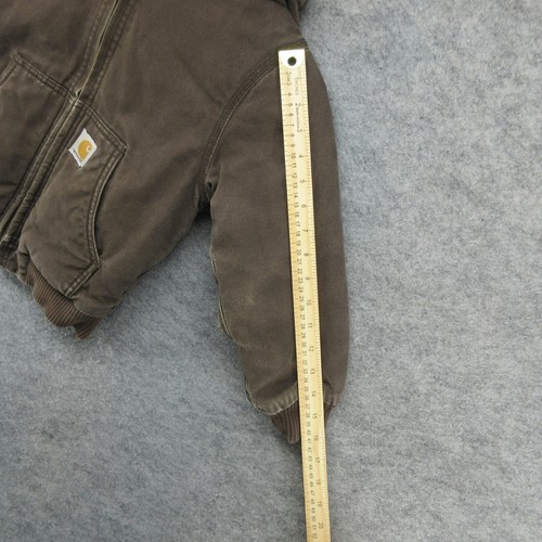 Carhartt Jacket Youth XS (6) Brown Canvas Full Zip Hooded Coat Faded Boys Kids - Picture 8 of 18