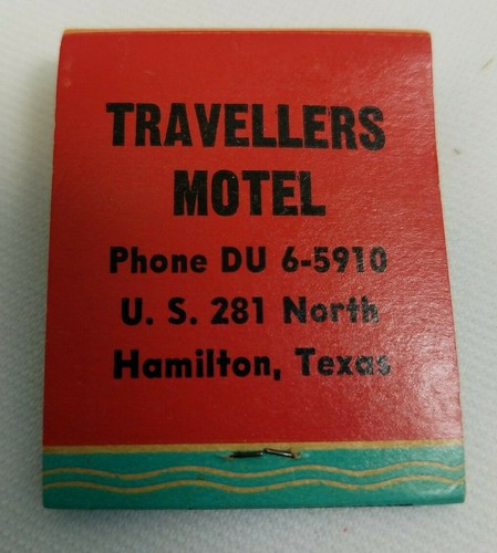 Matchbook Western Travellers Motel Hamilton Texas Hwy 281 Unstruck Full Vintage - Picture 1 of 4
