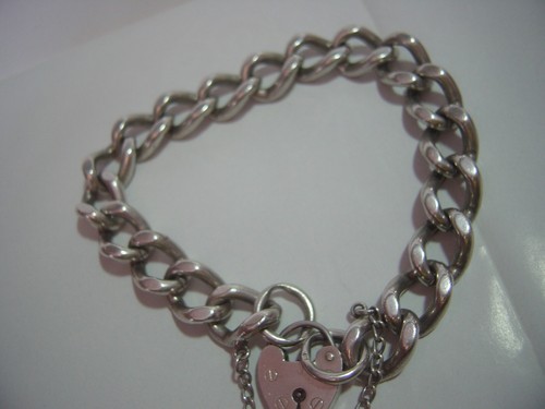 sehr Vintage - massives dickes sehr schweres klobiges Armband Herzschloss 7,2"- 49 Gramm - Bild 4 von 14