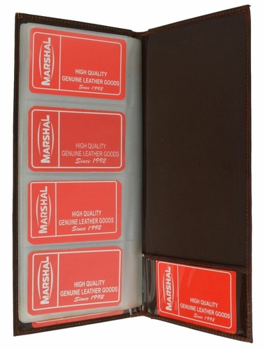 Leather Business Cards Holder Case Organizer 160 Name ID Credit Card Book Keeper - Picture 5 of 16