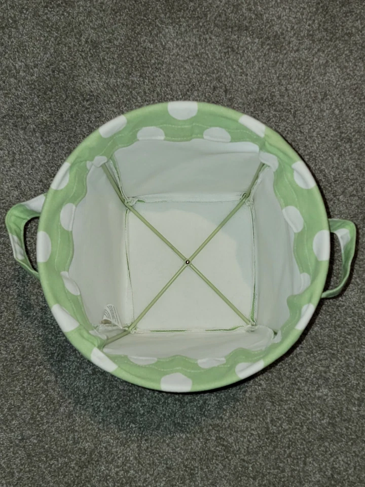 2 cubos de almacenamiento de lona MEDIANOS Pottery Barn Kids contenedores cestas de punto verde Foto 3 de 4