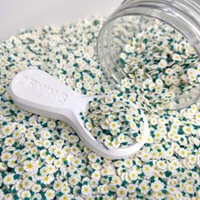 FAKE 5MM White Daisy Flower, Floral Polymer Clay Sprinkle NOT EDIBLE D29-27