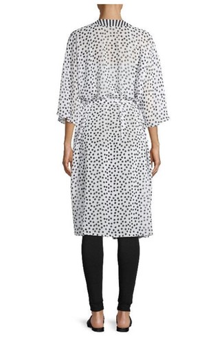 No Boundaries S-M Juniors' Stripe Dot Women’s Kimono Top Chiffon Black/white - Picture 5 of 6