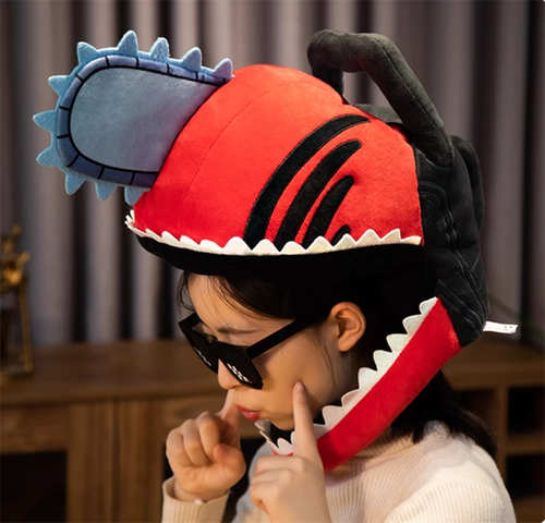 Anime Chainsaw Man Hat Cosplay Full Head Mask Pillow Toy Plush Headgear Costume - Picture 10 of 12