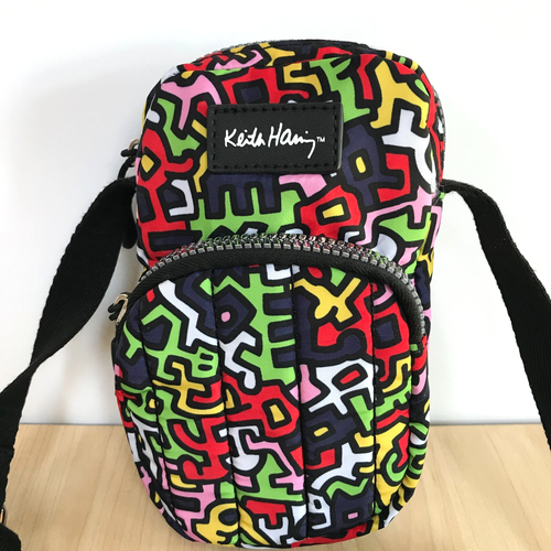 Keith Haring x Primark Small Crossbody Bag Phone Pouch Quilted Nylon Fabric - Picture 2 of 13