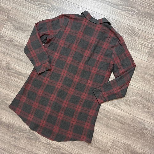 Cloth Stone Pink Gray Plaid Popover Long Sleeve Tunic Shirt Dress Petite L PL - Picture 12 of 15