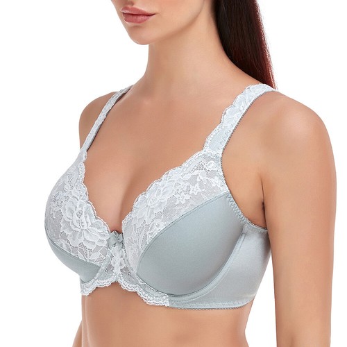 UK Ladies Full Coverage Underwired Non Padded Soft Cups Lace Bra Plus Size 32-52 - Picture 9 of 39