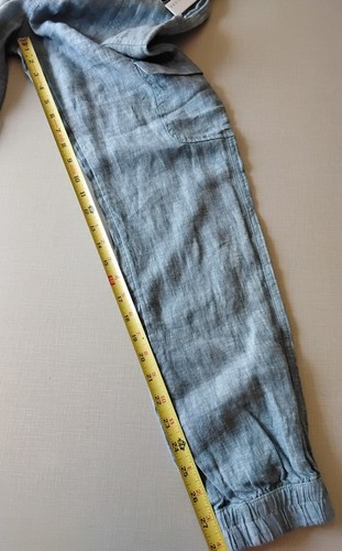 NWT Nicole Miller Womens Pants S 100% Linen Cargo Jogger Blue Tapered Utility - Picture 7 of 8