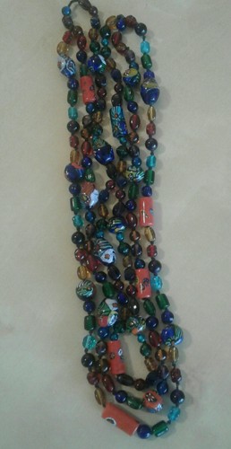 ART DECO / VINTAGE MILLEFIORI MEHRFARBIGE KUNSTGLASPERLEN HALSKETTE - Bild 7 von 8