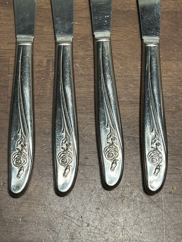 4pc Oneida Stainless Flatware Dinner Knives Roseanne/Rose - Picture 3 of 4