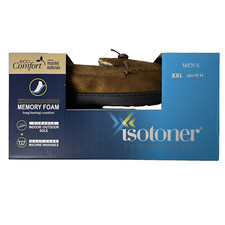 Isotoner Signature Mens Memory Foam Moccasins Slippers Brown XXL 13 to 14