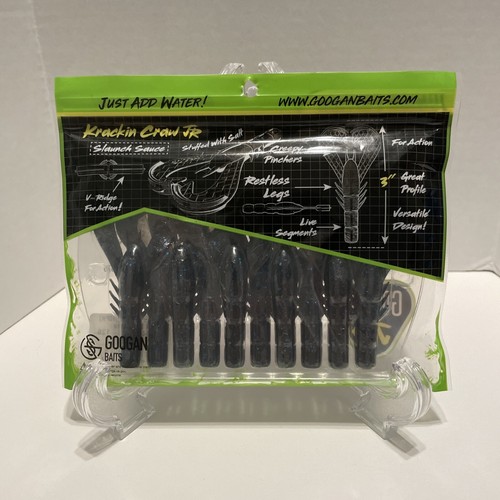 Googan Baits Krackin’ Craw JR 3” 10 Pk Black Blue Flake GKC-3-BLB Soft Plastic - Picture 2 of 4