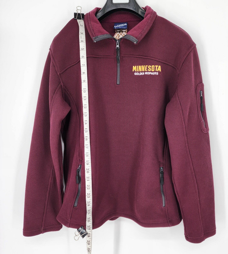Maglione pullover Minnesota Golden Gophers uomo L marrone foderato in pile 1/4 zip usato in ottime condizioni - Foto 5 di 9
