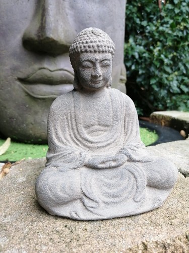 Buddha Skulptur Figur Statue sitzend Meditation japanisch Japan Stein Deko 14cm - Bild 1 von 7