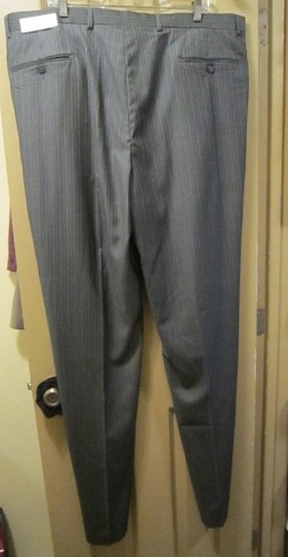 NEU GR. 42 W COSANI GRAU SILBER GESTREIFT ANZUGHOSE, FALTE VORNE, POLY VISKOSE, NEU MIT ETIKETT - Bild 8 von 9