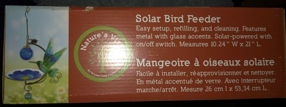 Bandeja solar para colibríes alimentador para pájaros por Sunset Vista Designs Co. -NUEVO EN CAJA Foto 4 de 4