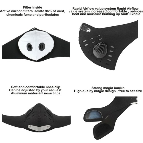 Anti MOUTH COVER w/ Carbon Filters  Bicycle Sports Breathable Carbon MOUTH COVER - Bild 19 von 78