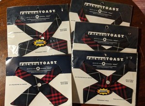 2 FRENCH TOAST SCHOOL WEAR UNIFORM ADJ.NECK BAND TIE BLUE PLAID SIZE 8-12,NWT