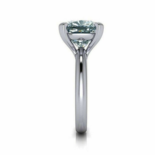 4.51 Ct Vvs1 Cushion Blue White Moissanite Diamond Solitaire 925 Silver Ring - Picture 2 of 2