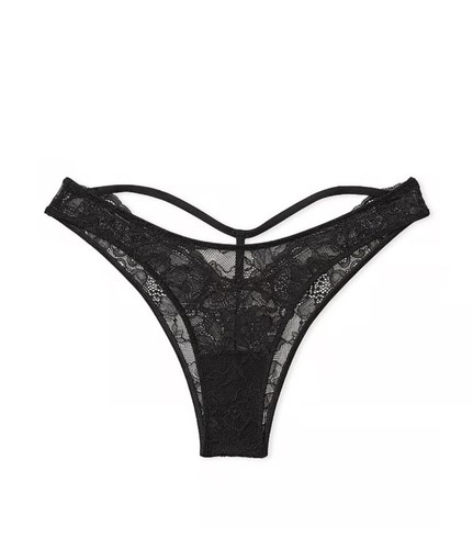 NEU Victoria’s Secret Brazilian-Höschen Glanz Riemen Cutout hinten Strass M schwarz - Bild 2 von 4