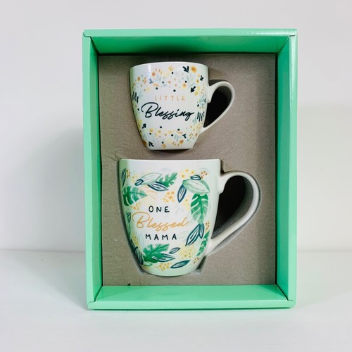 Mommy and Me Set Of 2 Mugs Blessed Mama Little Blessing Gift Box New Mom Baby