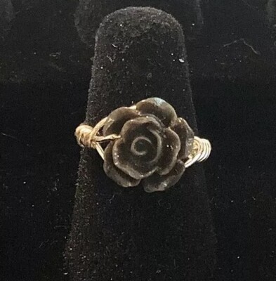 Black Rose Rings In Silver Plated Wire SZ  4 & 2 SZ 7 Jewelry, Gifts.