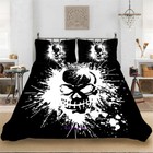 Skull Black Linen Doona Quilt Duvet Cover Set Single/Double/Queen/King Bed