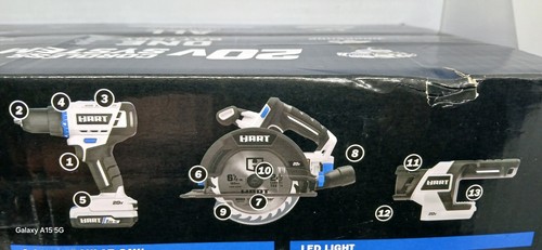 HART 3-Tool Combo Kit 1/2" Drill Driver 6-1/2" Circular Saw LED Light HPCK321B - Picture 9 of 12
