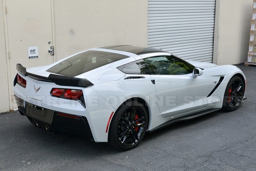 Z06 Rear Spoiler + Side Skirts + Front Lip W/ Side End Cap For 14-19 Corvette C7 - Picture 9 of 12