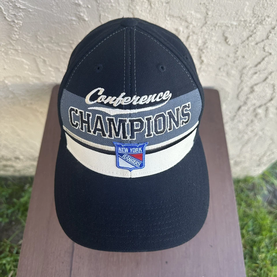 Reebok New York Rangers Hat Cap Mens Strap Back Black Gray NHL Hockey Champions - Image 3 of 4