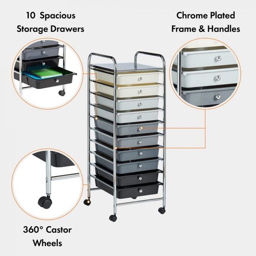 4 / 10 / 15 Drawers Home Office Salon Cabinet Storage Trolley on Wheel Cart - Picture 42 of 83