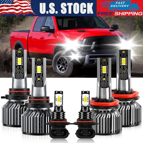 For RAM 1500 2500 3500 2011-2017 Combo LED Headlight+ Fog Lights Bulbs Kit - Picture 1 of 11