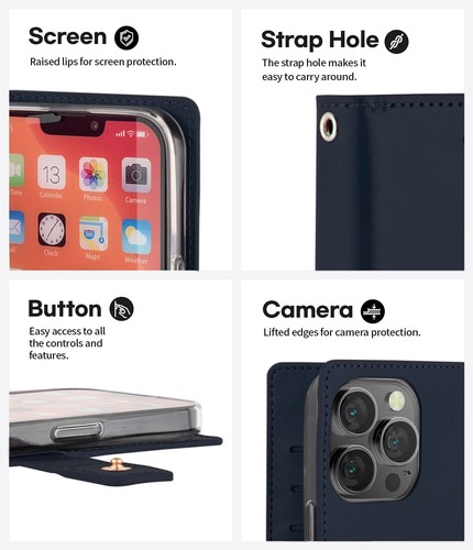 For iPhone 16 e 15 14 13 12 11 Pro Plus Max Case Flip Leather Wallet Card Cover - Picture 22 of 32