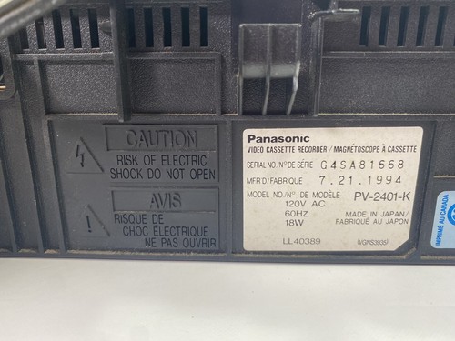 Panasonic Blue Line 4-Head Hi-Fi Stereo VCR Player PV-2401-K - No Remote - WORKS - Foto 5 di 8